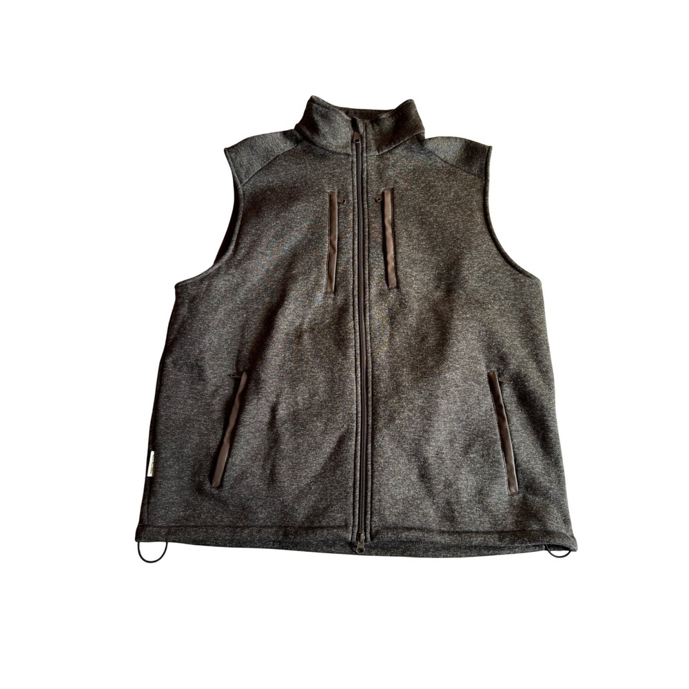 Tom Beckbe Mens Fleece Vest Heather Charcoal Brown Full Zip XL Outdoor‎ Layering